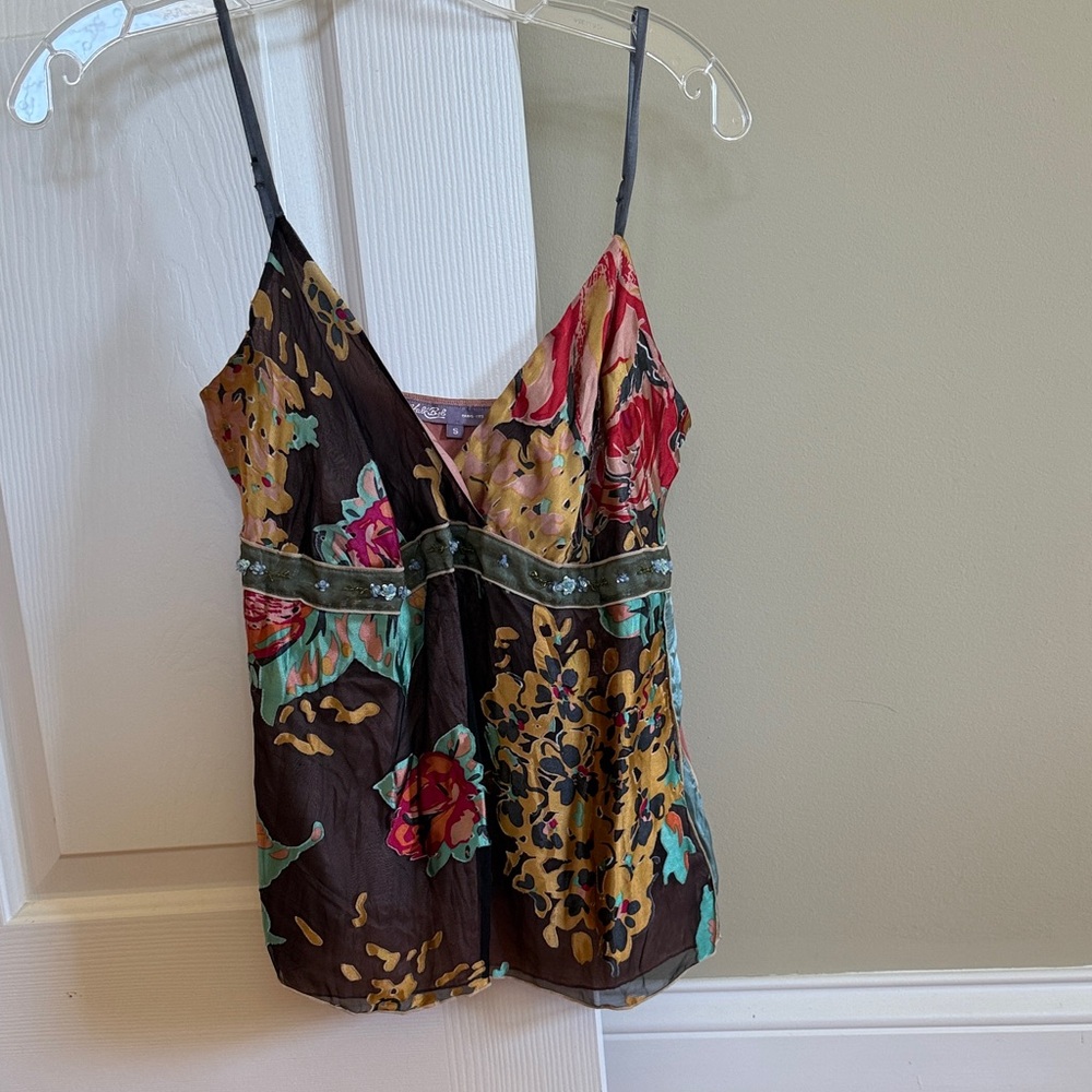 Hale Bob Multicolor Floral Camisole with pretty bead flowers. Great condition.